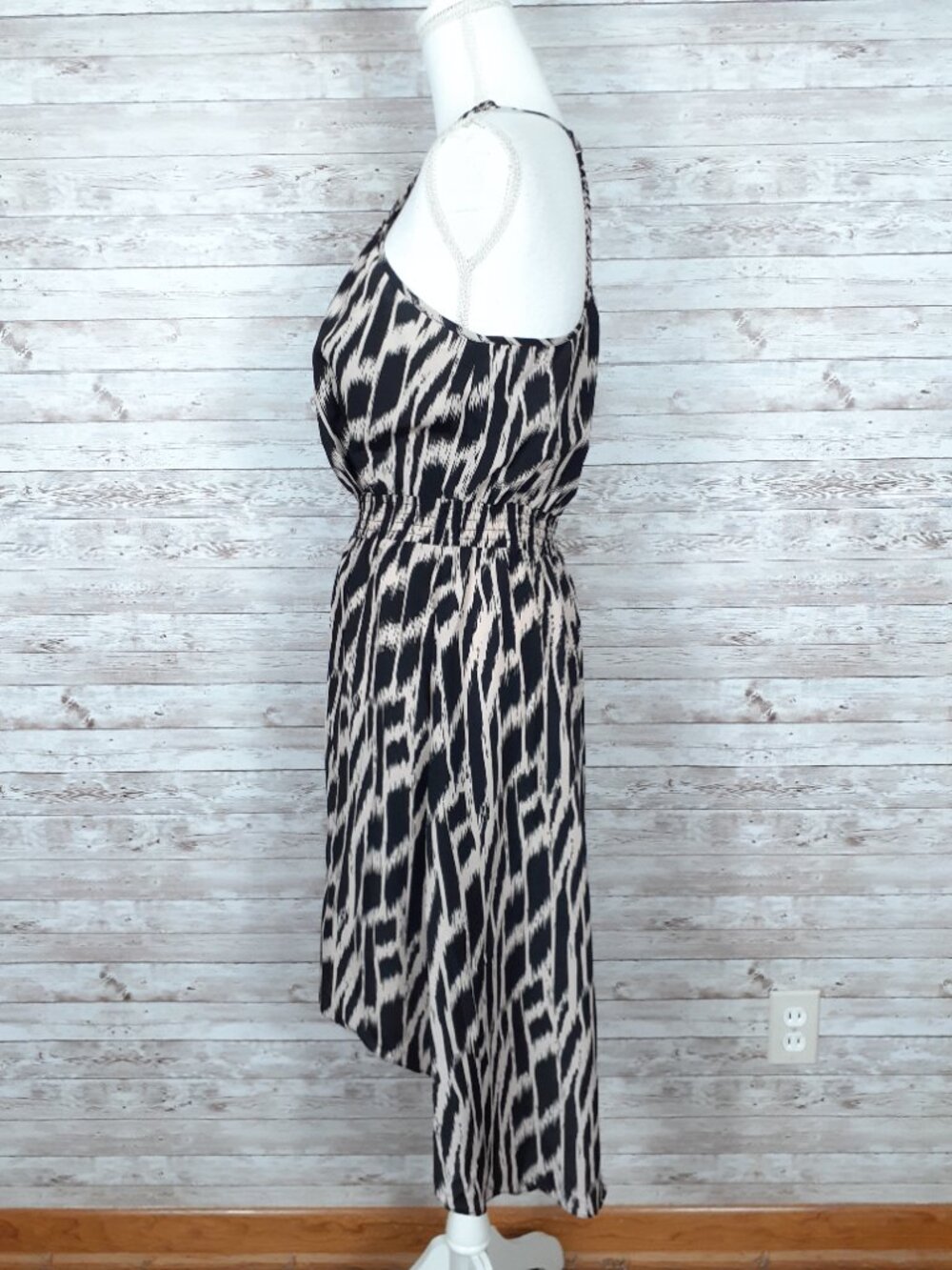 Charlie Jade Dress M Braided Straps High Low Hem Animal Print Elastic Waist 945A - Picture 7 of 9
